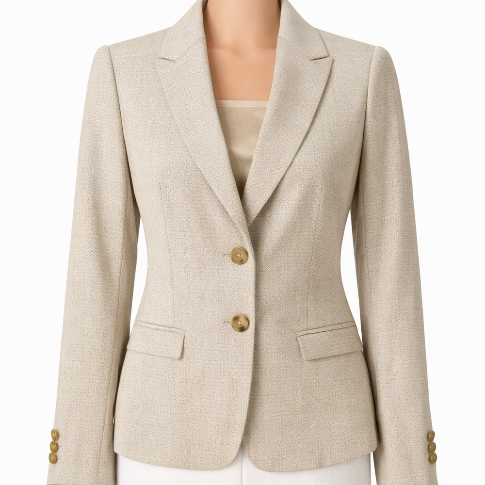 Beige Linen Blend Blazer XS Tailored Work Office Jacket The Limited